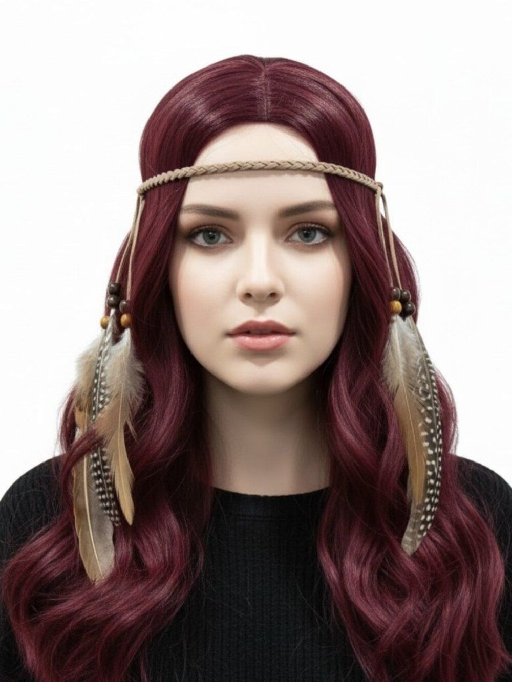Brown Feather Long Headband Headdress